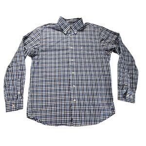 Nautica Blue Plaid Button Down Shirt Slim Fit Wrinkle Resistant Size Large